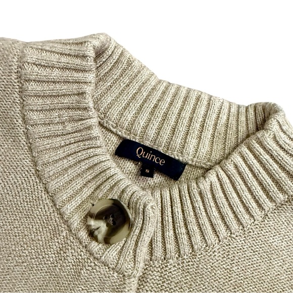 Quince Beige Button-Up Women's Cotton Cardigan Size Small - Picture 3 of 8